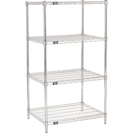 Nexel 4 Shelf, Chrome Wire Shelving Unit, Starter, 30inW x 24inD x 54inH 188234